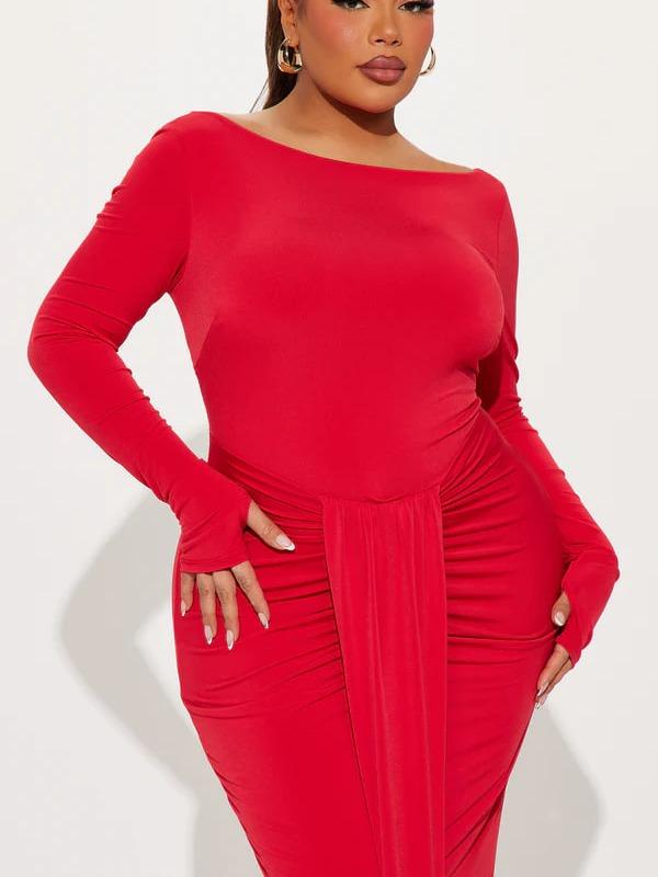 Eloise Boat Neck Maxi Dress - Red