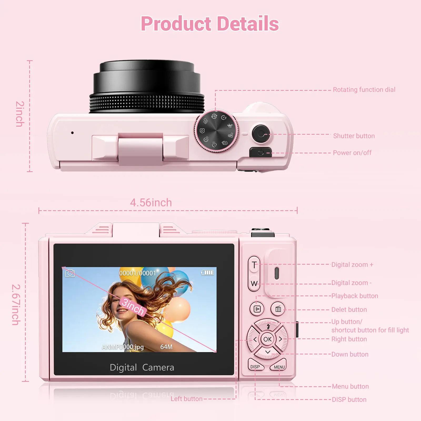 WIKICO Digital Camera, 4K 64MP Cameras for Photography with WiFi