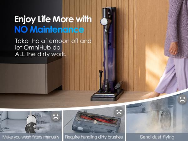 TINECO PURE ONE Station Pet Cordless Stick Vacuum Cleaner, Station with Self-Clean, ZeroTangle Brush for Pet Hair, Hard Floor, Carpet, Tile, Pet Grooming, Lightweight, Handheld Vacuum