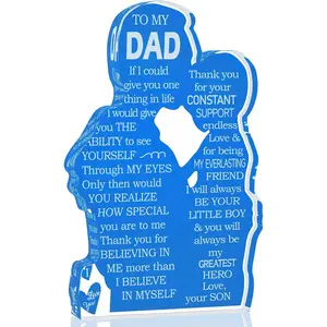 Gifts for Dad, Acrylic Father Kiss Son-Shaped Keepsake Sign - 5 x 3 Inches, Father’s Day Gift Ideas from Son, Acrylic Plaque Decorative Signage for Father’s Day Birthday Gift