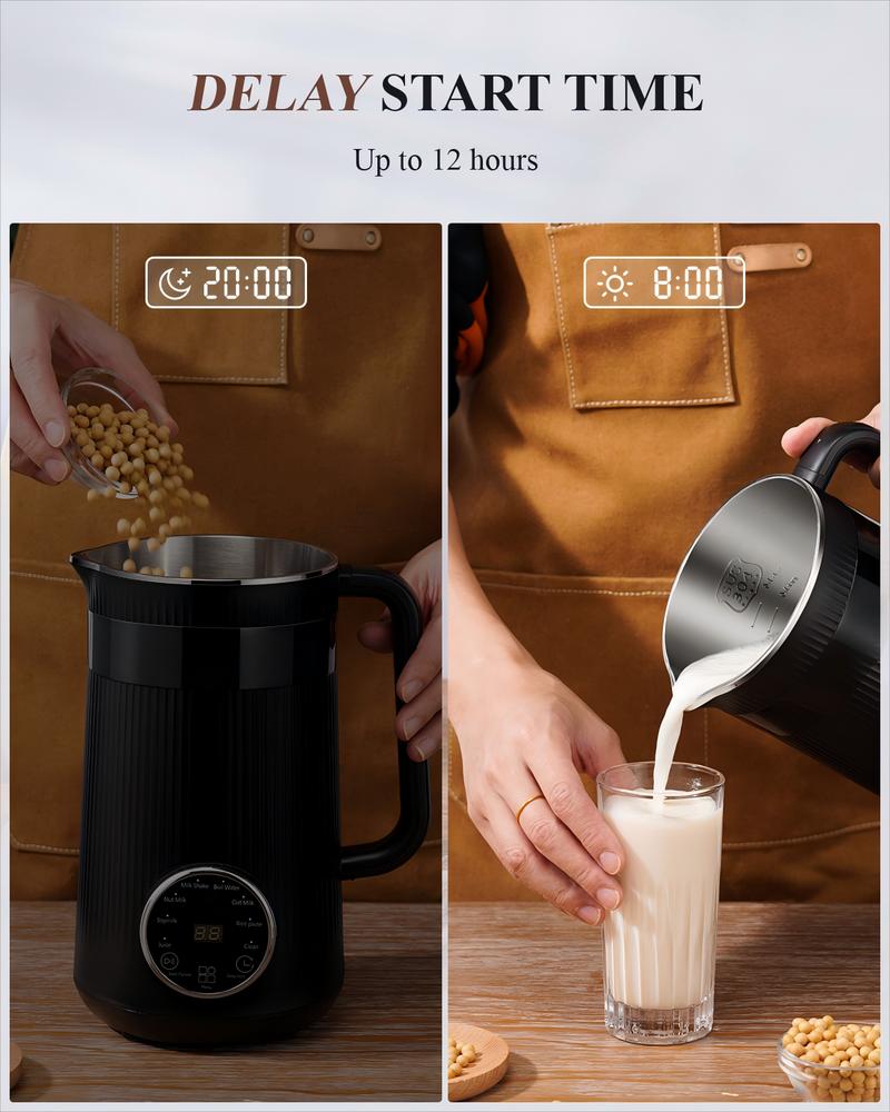 32oz Automatic Soy Machine for Homemade Almond, Oat, Coconut, Soy, Plant Based Milks, Delay Start/Keep Warm/Self-Cleaning