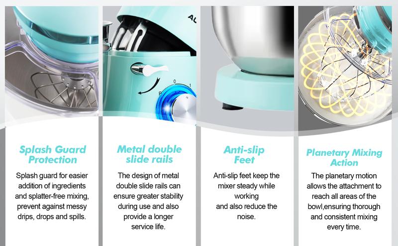 Aucma 6.5QT/8.5QT Stand Mixer with Upgraded Motor | 6-Speed Tilt-Head Electric Food Mixer with Stainless Steel Bowl Dough Hook Whisk & Beater for Baking & Mixing Kitchen Appliances