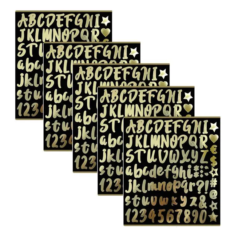 Self Adhesive Letter Sticker, 5 Sheets Glitter Alphabet Sticker, DIY Decor Sticker for Mailbox, Door, Window, Business, Cars, Classroom, Gift, DIY Crafts, Decoration Sticker