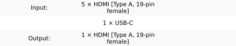 4K@60Hz 5-port HDMI™ Switch (UHD-501) 4K@60Hz 5-port HDMI™ Switch (UHD-501)