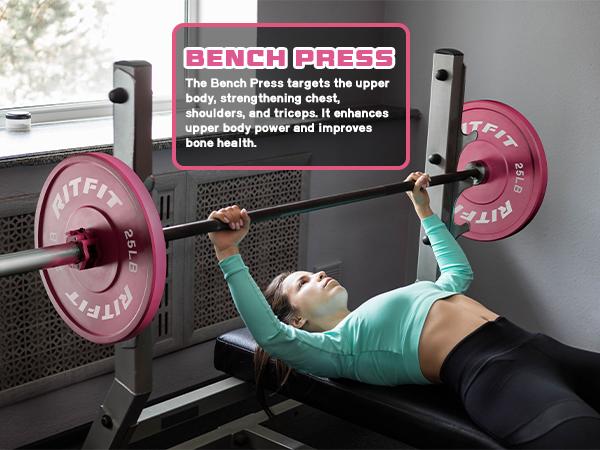 RitFit Pink Weight Plates Olympic Bumper Plates Weight Plates Fit 2" Barbells fitness exercise barbell weight