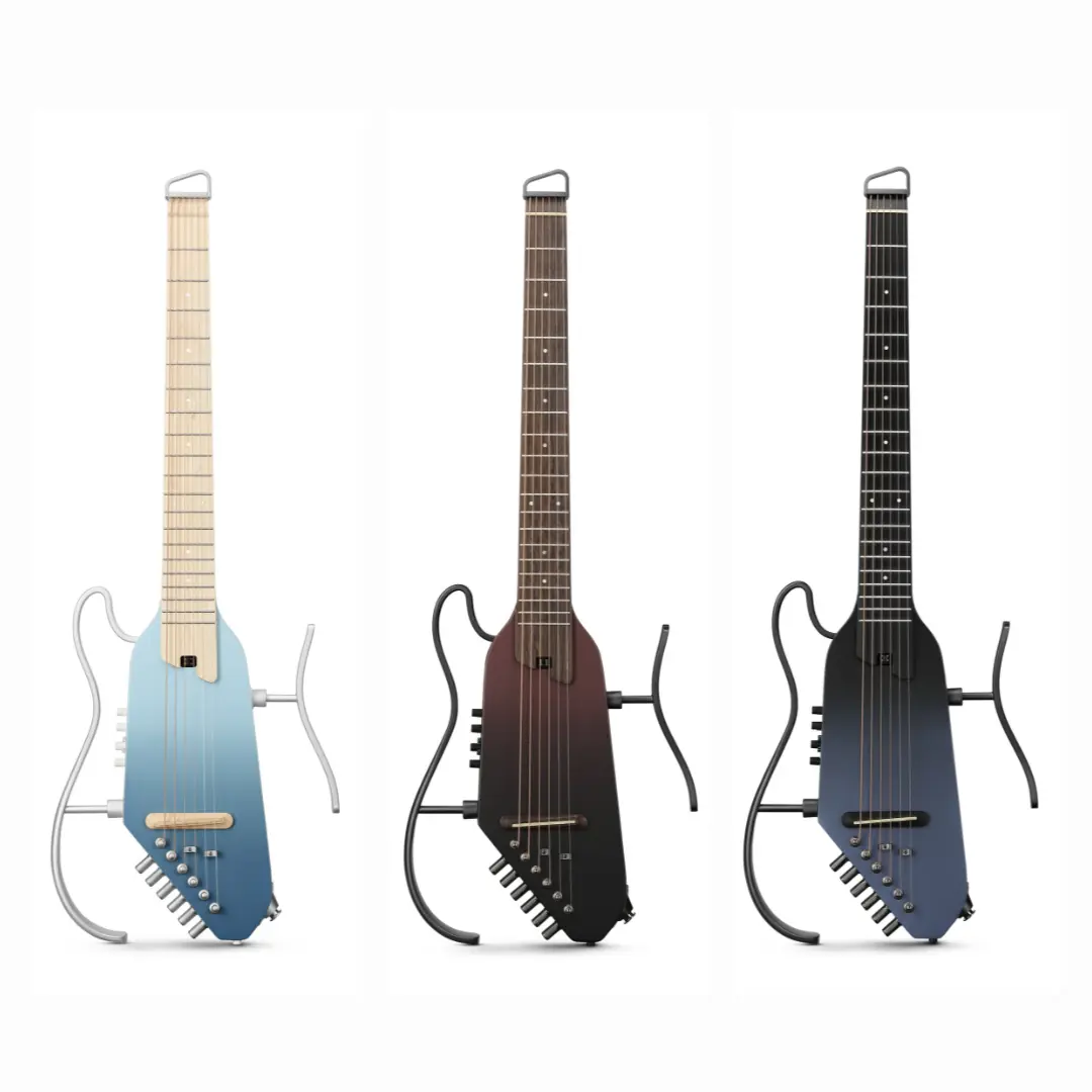 Donner HUSH-I PRO Acoustic-Electric Travel Guitar Kit - Compact Shape, Lightweight 2.2kg, Gig Bag, Sound Effects, Gradient Colors, USB-C Fast Charging, Tools, Batteries, 8-Hour Battery, Rechargeable Battery, Resonance-Free Design
