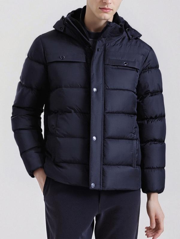 Men's Winter Long Cotton-Padded Fleece Hoodie – Warm Thick Cotton Jacket with Removable Hood and Zipper Front Closure; Perfect for Various Occasions Such as Hiking Trips and Daily Commutes; A Must-Have Versatile Piece for Men's Wardrobes