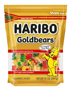 HARIBO Goldbears Gummi Candy - 10 oz Resealable Bag, Assorted Fruit Flavors (Pineapple, Lemon), Sweet Snack