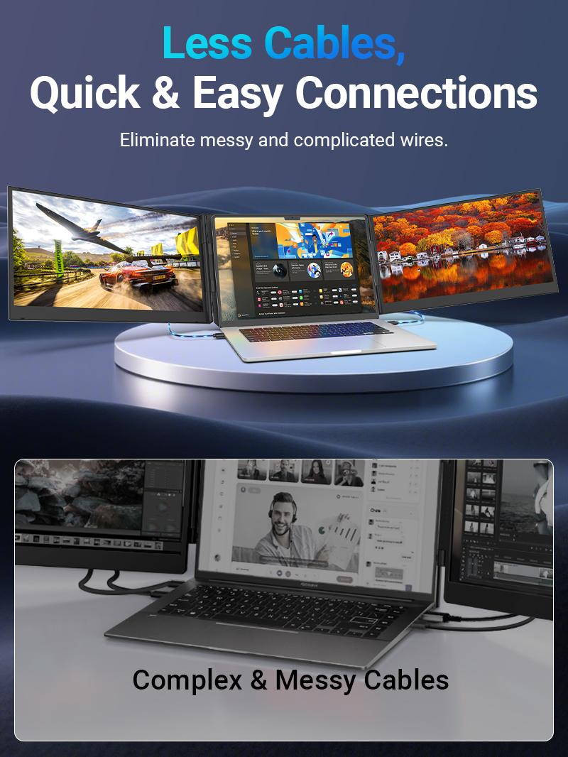 【TikTokShopSpringGlowUp】Cevaton 15.6" Laptop Screen Extender, 1080P FHD Dual Portable Monitor for Laptops, Ultra-Slim Travel Dual Monitor Fit for 13-17.3" Laptops, USB-C Plug&Play Extended Screen Compatible with Win/Mac/Android 【TikTokShopSpringGlowUp】Cevaton 15.6" Laptop Screen Extender, 1080P FHD Dual Portable Monitor for Laptops, Ultra-Slim Travel Dual Monitor Fit for 13-17.3" Laptops, USB-C Plug&Play Extended Screen Compatible with Win/Mac/Android