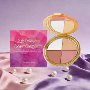 Eyes & Cheeks Palette – Eyeshadow & Glow Highlighter Makeup, Highlighting Eyes + Cheeks Palette, Contour Makeup Palette Kit, 4-in-1 Highlight Shades Makeup, Face-Defining Finish Glossy Smooth glitter blush blush palette and shimmer