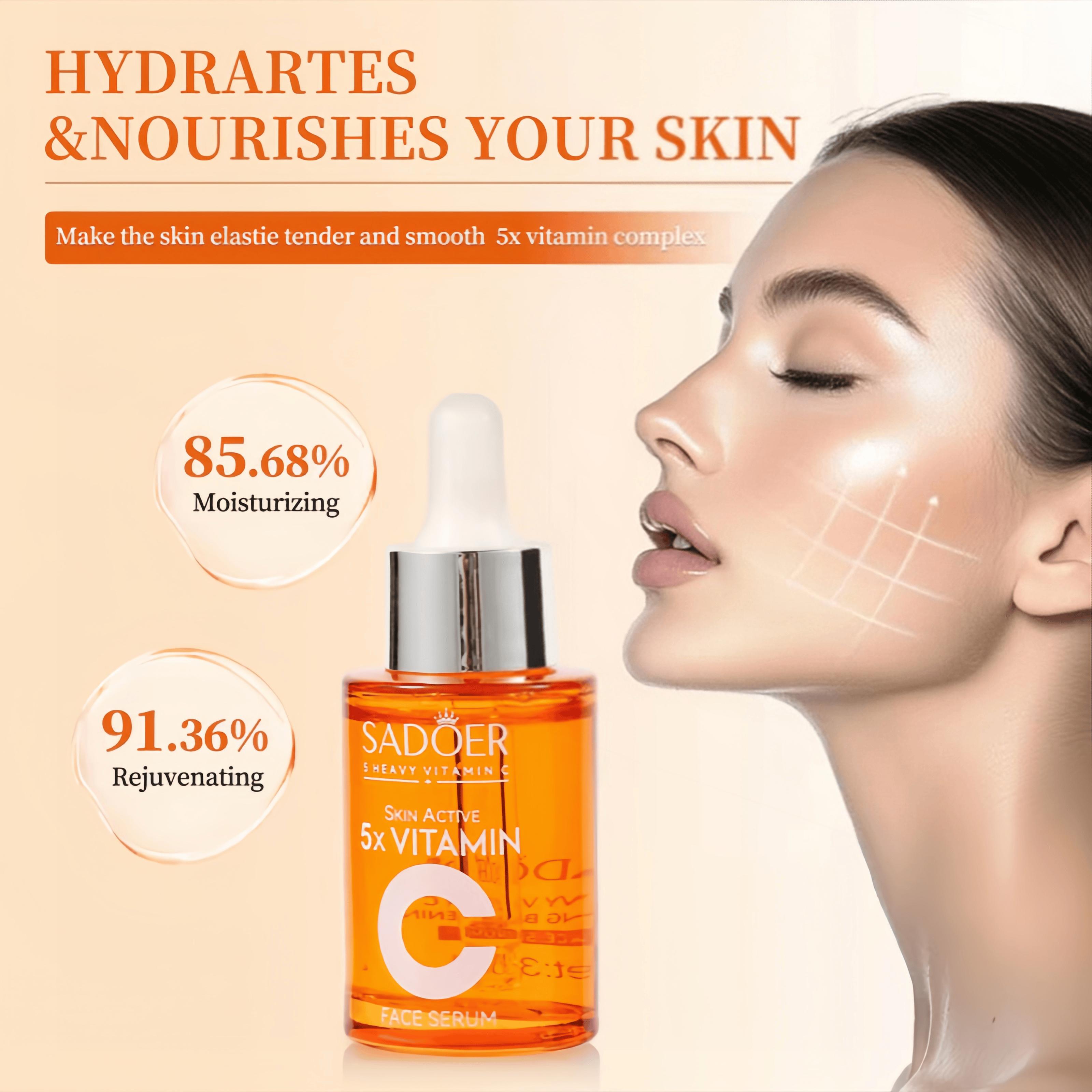 [Buy 1 Get 2 Free] 5x Vitamin C Face Serum Korean Vitamin C Face TonerSerum 5 En 1 Moisturizing & Nourishing Serum 30ml for Comprehensive Skincare