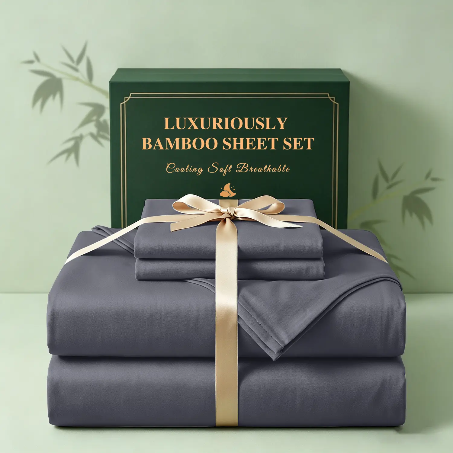 MUXHOMO 3/4 PC Cooling Bamboo Sheets Set - Breathable Queen/King Size Bedding Set- Luxury Fitted Sheet Set - 1850TC Ultra Soft Deep Pockets Sheet & Pillowcase Sets - Unmatched Comfort & Softness Sleep - Perfect Fit for All Beds Set