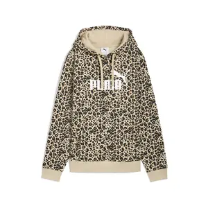 PUMA Womens Essentials Graphic Animal Comfort All Over Print Hoodie Fl Athletic Outerwear Casual - Beige
