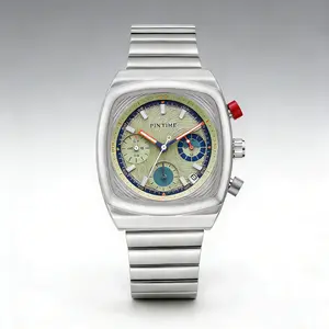 Men's Square Watches Luxury Chronograph Analog Quartz Watch with Stainless Steel Strap, Retro Square Case Waterproof Sport Wristwatch for Men, Luminous Hands Date Display Business Casual Fashion Gift