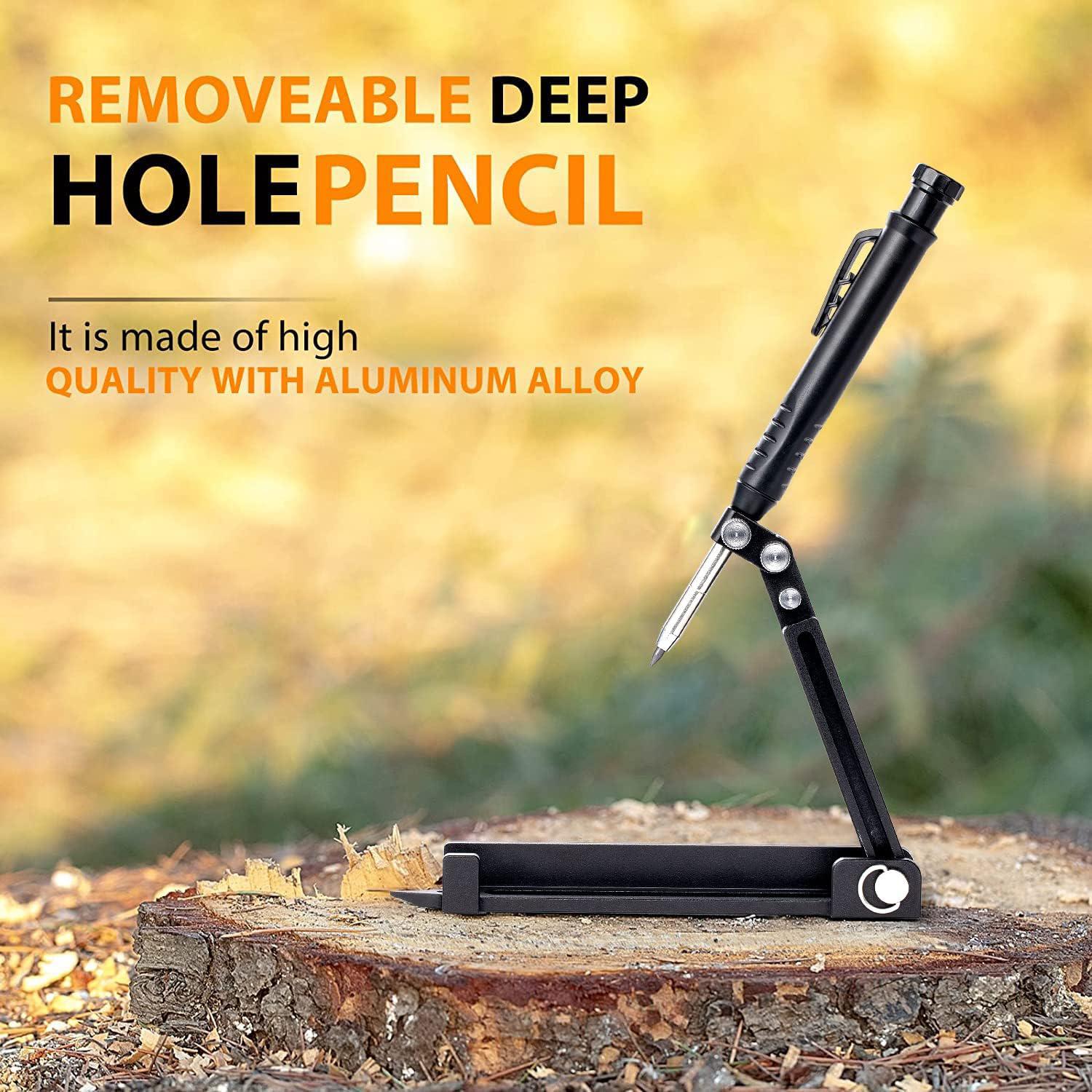 Construction Pencil- Multi-function Scribing Tool-  Aluminum Alloy Scribe Tool with Deep Hole Pencil,DIY Woodworking Scribe Gauge Scriber Line Maker Measuring Tool,Gifts For Men