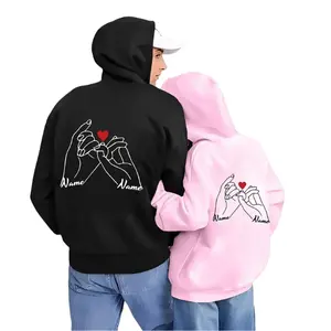 Couple Hoodie with Heart Design - Name Customized,Pockets Matching Outfits Hoodies Pullover for Women for Men Unisex, Perfect Gift Anniversary Clothes