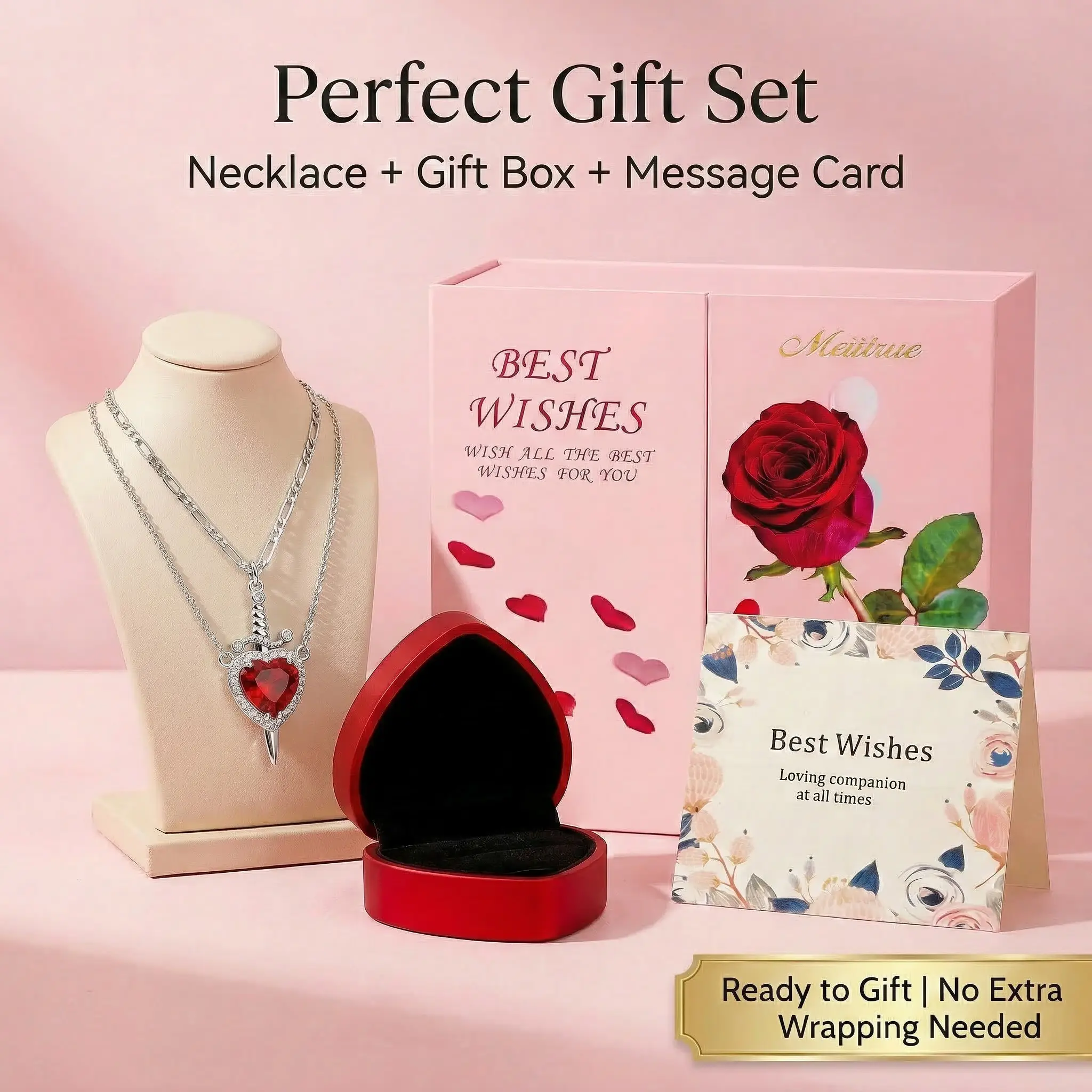 Red Heart (Silver) Rose Box Included