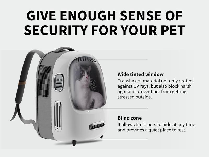 PETKIT BREEZY 2 Cat Backpack Carrier, Airline-Approved Smart Pet Backpack Carrier with Inbuilt Fan & Light, Detachable Bubble for Small Dogs and Cats, for Travel, Hiking, Walking & Outdoor, Suitable for small and medium cats