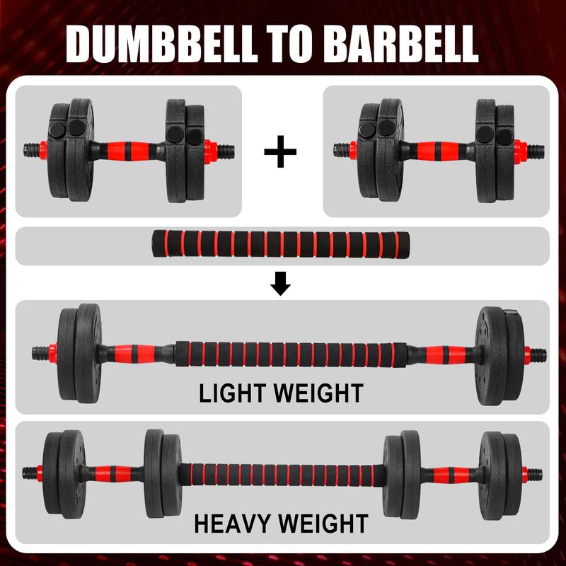22LB Adjustable Dumbbell Set, Barbell with Thick Connecting Bumper Plate Combo for Strength Gym Training, Men and Women Free Weight Set Fitness Home Equipment