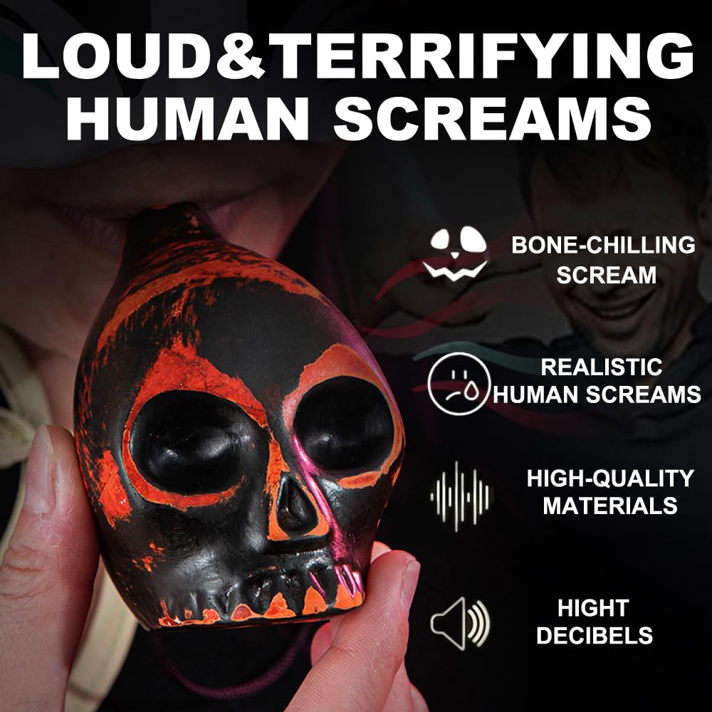 Aztec Death Whistle, Skull Type, Human Sounding Screams Whistle, Outdoor Screaming Whistle, Screaming Whistle for Halloween
