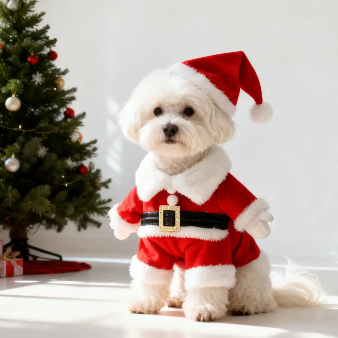 3D Christmas Santa Cape-Style Pet Costume for Small Dogs & Cats - Ultra-Soft Polyester Plush Fabric, Classic Hat, 360° Transform, Built-In Hohoho, Instant Wear, Christmas Photo Star Fit for Corgis to Maine Coons, Festive Outfits for Photos & Fun
