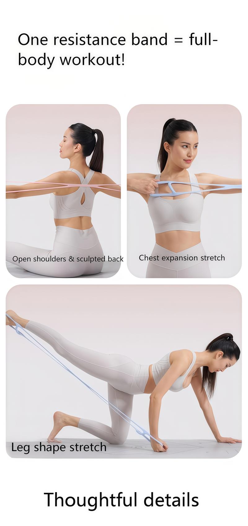 VibeGear Health Resistance Bands Figure 8 Exercise Bands for Women 8 Shaped TPE Material for Arms Chest Expander Yoga Gym Fitness Muscle Training Equipment Stretching Gear 3-in-1 band