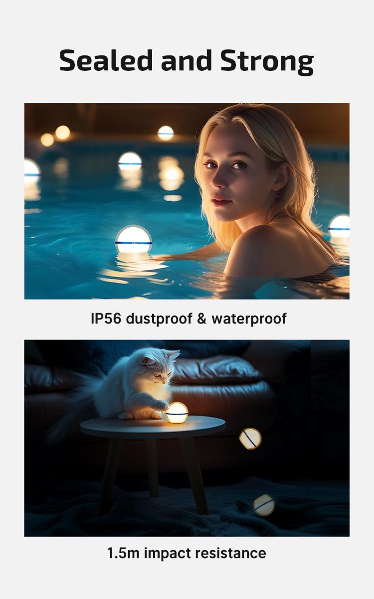 OLIGHT Sphere Smart Night Light, 75 lumens Stepless Dimming Table Lamp, Remotely APP Control, Rechargeable Ambient Light