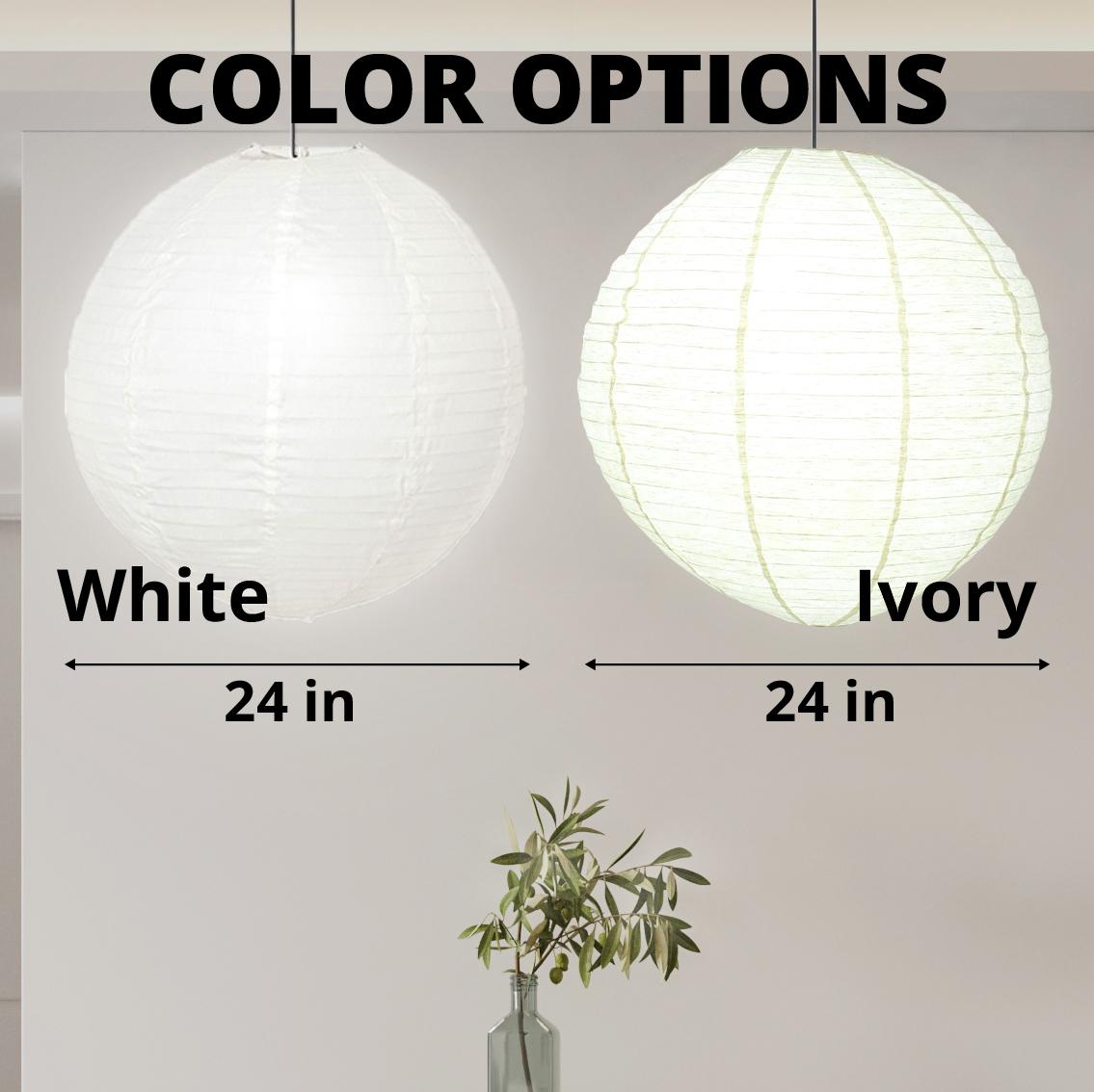 MPG - Orb 60-Watt 1-Light 24in Hanging Lantern Pendant-Light with Round Fabric Shade
