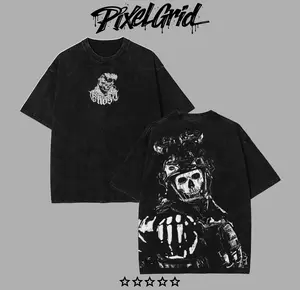 Superstyle Simon "Ghost" Riley Call of Duty: Modern Warfare II Edition Double Printed Oversize Lightweight Acid Washed Tee Game Series Graphic Design Top Cotton Streetwear Game Zone T-Shirt Clothes Menswear Womenswear Game Lover Oversized trendy t-shirts