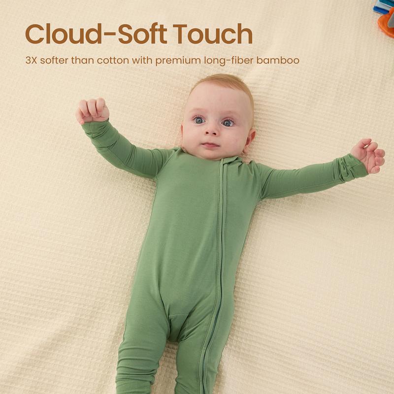 PATPAT Baby Pajama with Bamboo Viscose, Footie Jumpsuit Romper with 2-Way Zipper for Baby Boy Girl Toddler Sleeper Sleepwear