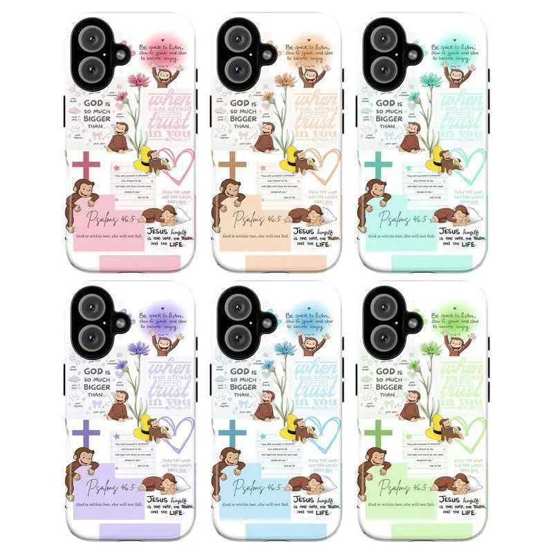 Cute Christian Curious George Phone Case, with Jesus...Phone case for iPhone 17/16/15/14/13/12/11 Pro/Pro Max