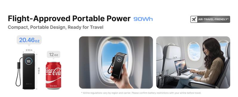 【Exclusive TikTok Gift】ECOFLOW Rapid Power Bank, 25,000mAh, 170W, 100W Built-in and Retractable Cables, Portable Charger with Triple 100W USB-C Port, Compatible with iPhone Series, Samsung, Laptop and More, Silver Travel Battery Pack