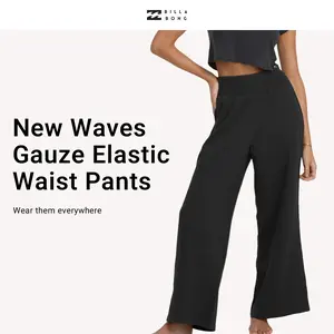BILLABONG New Waves Gauze Elastic Waist Pants,100% cotton,Relaxed fit,Smocked elastic waistband