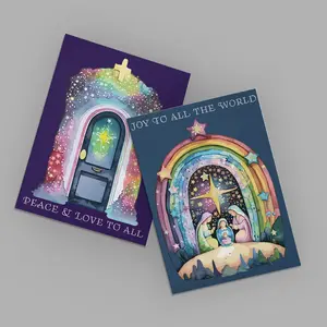 Rainbow Watercolor Christmas Cards, Set of 24