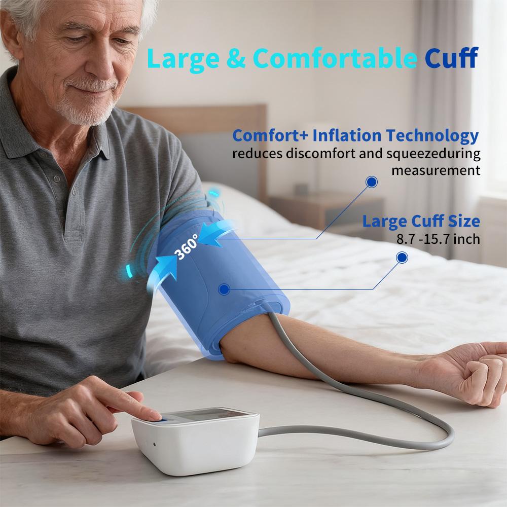 Electronic Blood Pressure Upper Arm MonitorAll-in-One Portable – Large LCD Display, One-Touch Operation 2x99 Reading Memory