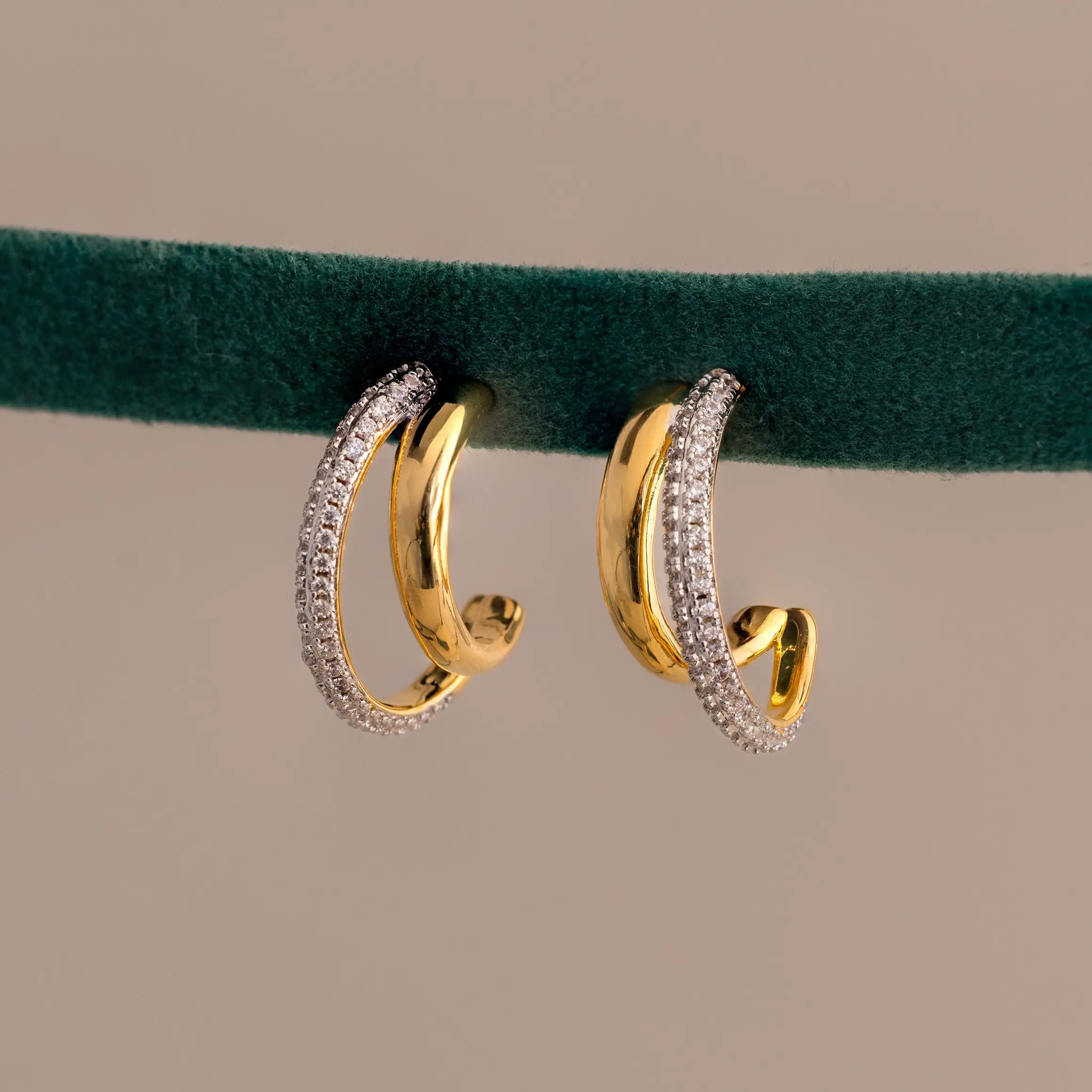 Mixed Metal Duo Pave Hoops by Caitlyn Minimalist - Two Tone Double Hoop Statement Earrings - Unique Jewelry - Best Friend Gift