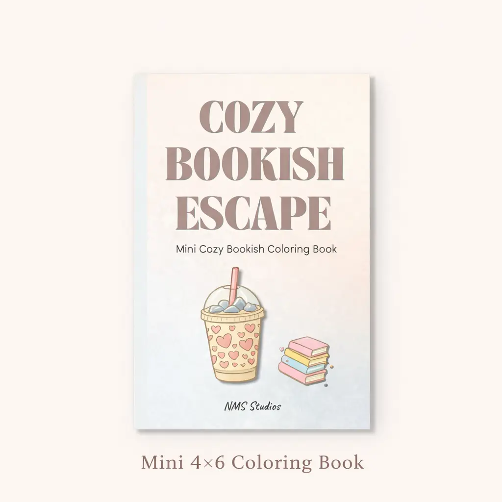 Cozy Bookish Mini Coloring Book - Pocket-sized Coloring Book