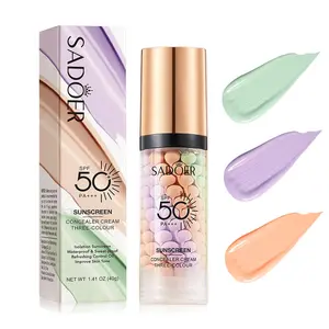 3-in-1 Color Correcting Primer,with SPF 50 PA+++ ,Sunscreen Isolation Cream| One Step Skin Tone Corrector for Dark Circles & Fine Lines，Brightens Skin