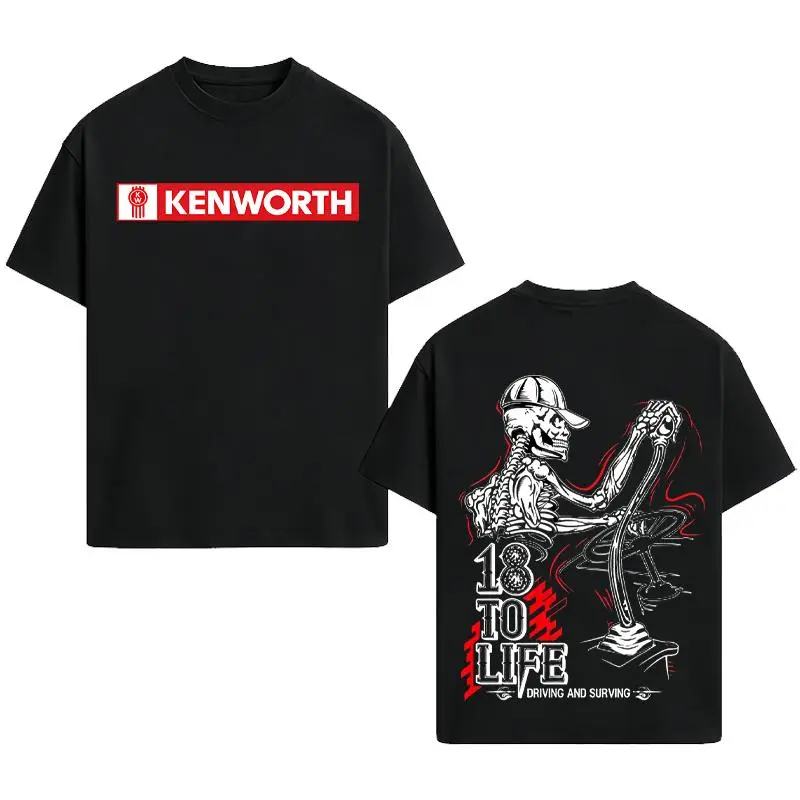 Kenworth Trucker T-Shirt, Skeleton Gear Shifter 18 to Life Design, Kenworth Big Rig Graphic Shirt, For CDL Drivers & Long Haul Truckers, Gift for Road Warriors or Diesel Enthusiasts