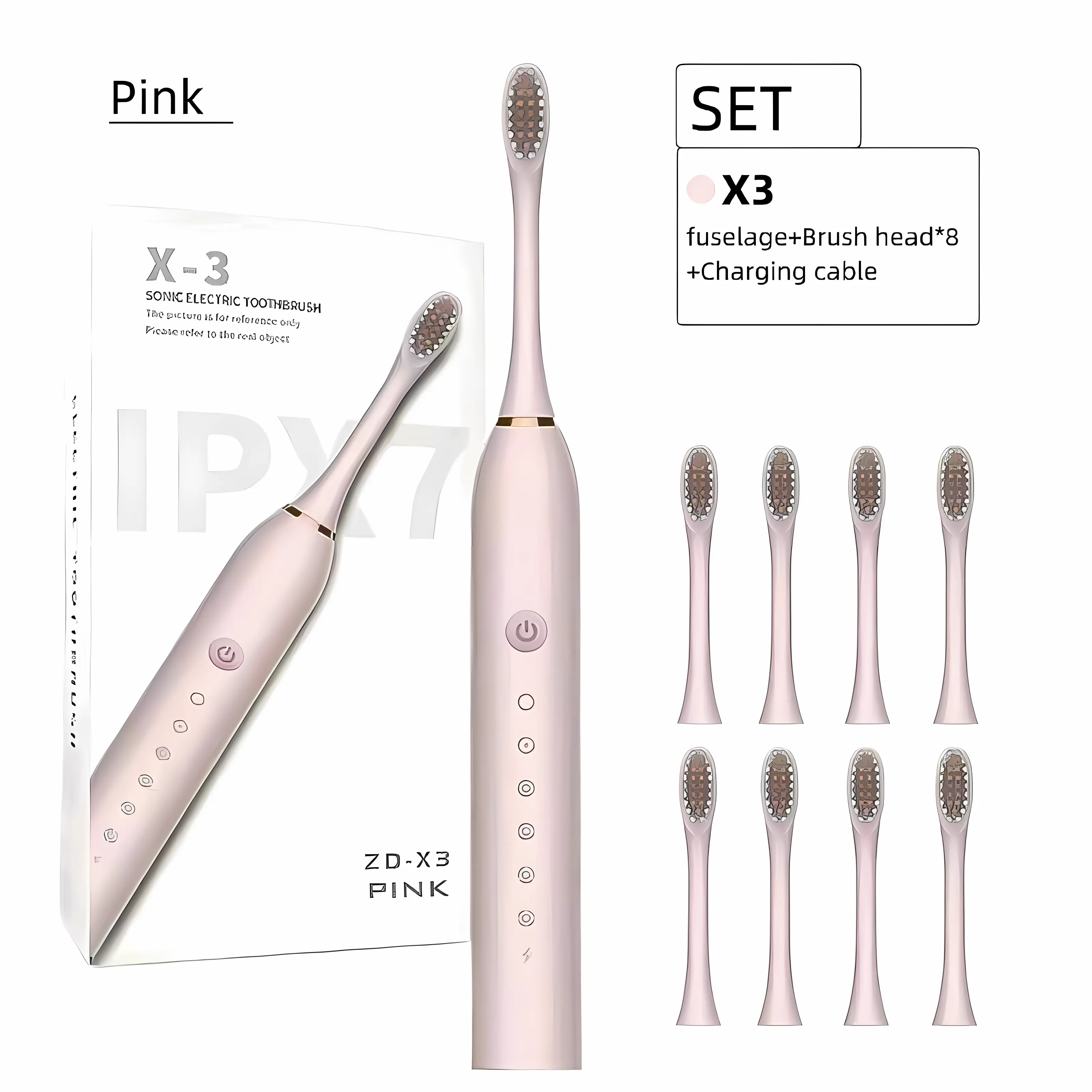 Adult Rechargeable Sonic Electric Toothbrush - 8 Brush Heads, 6 Cleaning Modes, IPX7 Waterproof