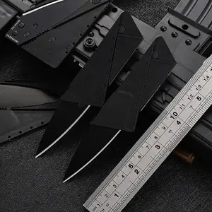 Edge Credit Card Folding Knife, Ultra-Thin Stainless Steel Wallet Knife, Black Compact EDC Tool for Camping, Fishing, Hunting, Survival & Everyday Use