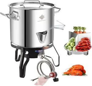 ARC 52QT Steaming Kit, 55,000BTU Portable Propane Burner, SS Steamer Pot w/Easy-fill Water Spout, Divider and Steamer Rack, Seafood Crab-Vegetable-Vaporeras para Tamale Steaming, Outdoor Cooking