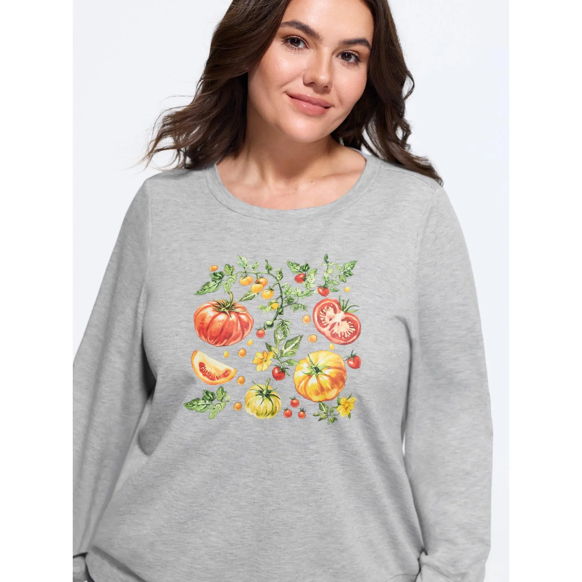 BLOOMCHIC Plus Size Pumpkin Floral Print Crew Neck Sweatshirt[M-6X]Summerfinds,clothes for back to school,first day of school outfits