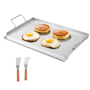 VEVOR Stainless Steel Griddle,  , 23x16 inch Universal Flat Top Rectangular Plate, Gas Grill Griddle for BBQ Grill, Teppanyaki, Portable Family Cookware with Handle, for Camping Tailgating Party