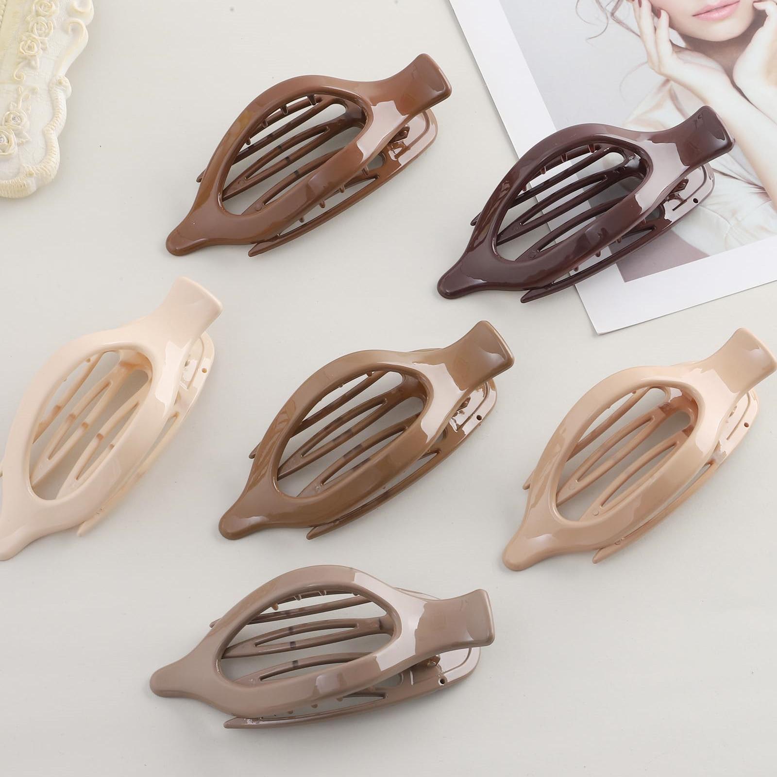 French Flat Hair Clips for Women - 6-piece suit Flat Claws for Thin Thick Hair Strong Hold No Slip Grip Hair Claw Clips Hairpins for Women Girls