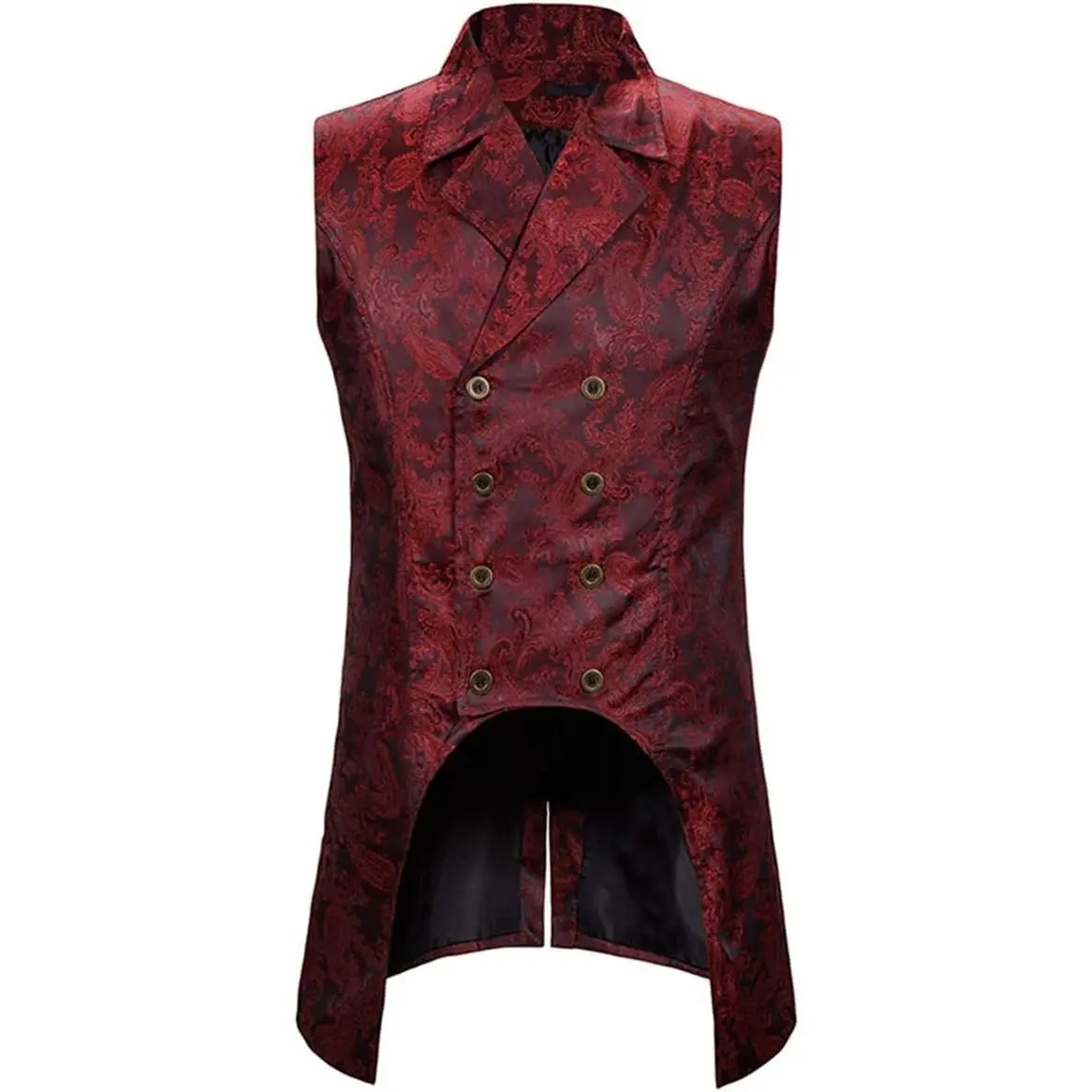 Mens Paisley Dress Vest Gothic Steampunk Waistcoat Floral Sleeveless Tailcoat