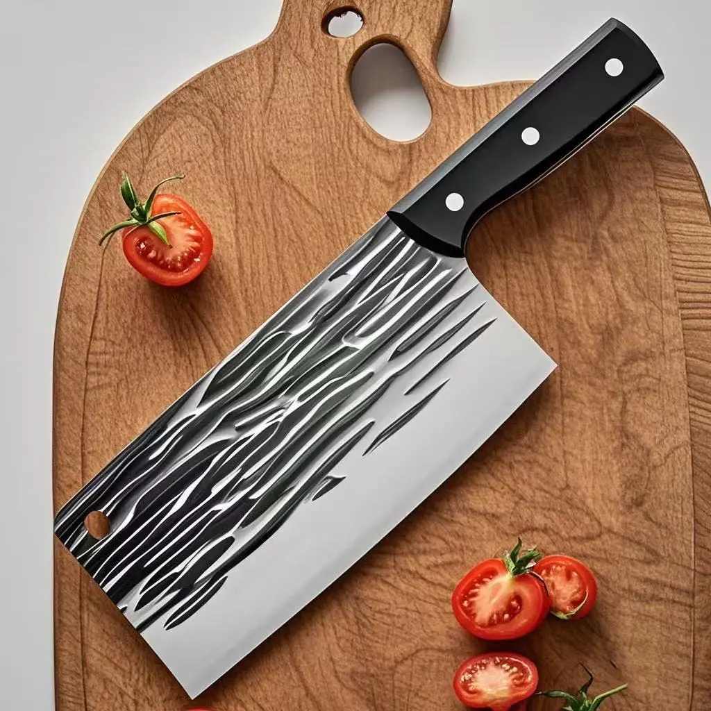 Hand-Forged High Carbon Steel Meat Cleaver - Forged Blade, Heavy-Duty Steel Knife, Bone-Cutting Kitchenware with Solid Feel | Ideal for Home Kitchen, Outdoor BBQ (Meatcleavers Gift Option)