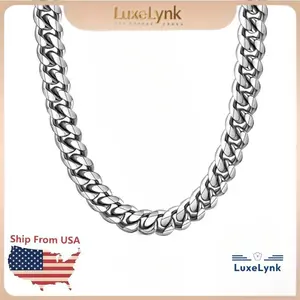 Chunky  Miami Cuban Chain Letters | Stainless Steel Men's Hip Hop Necklace for Party & Daily Wear, Punk Rap Jewelry Gift 14mm 20/24/30in