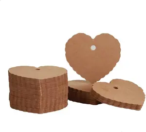 100 Pcs Brown Heart Shape Kraft Paper Gift Tags Price Tags Crafts Hang Tags Label Tags with Gift Wrapping Supplies