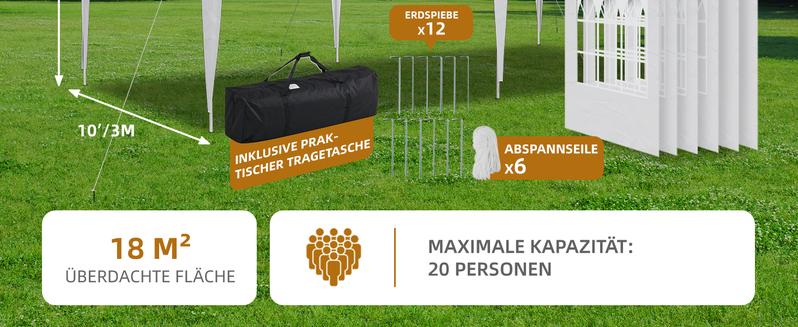 Aoxun 10x20 Pop Up Canopy Tent with 6 Removable Sidewalls, One Push Party Tent Waterproof Outdoor Canopy with 3 Adjustable Height, Portable Tents for Parties, Wedding, Commercial, Market